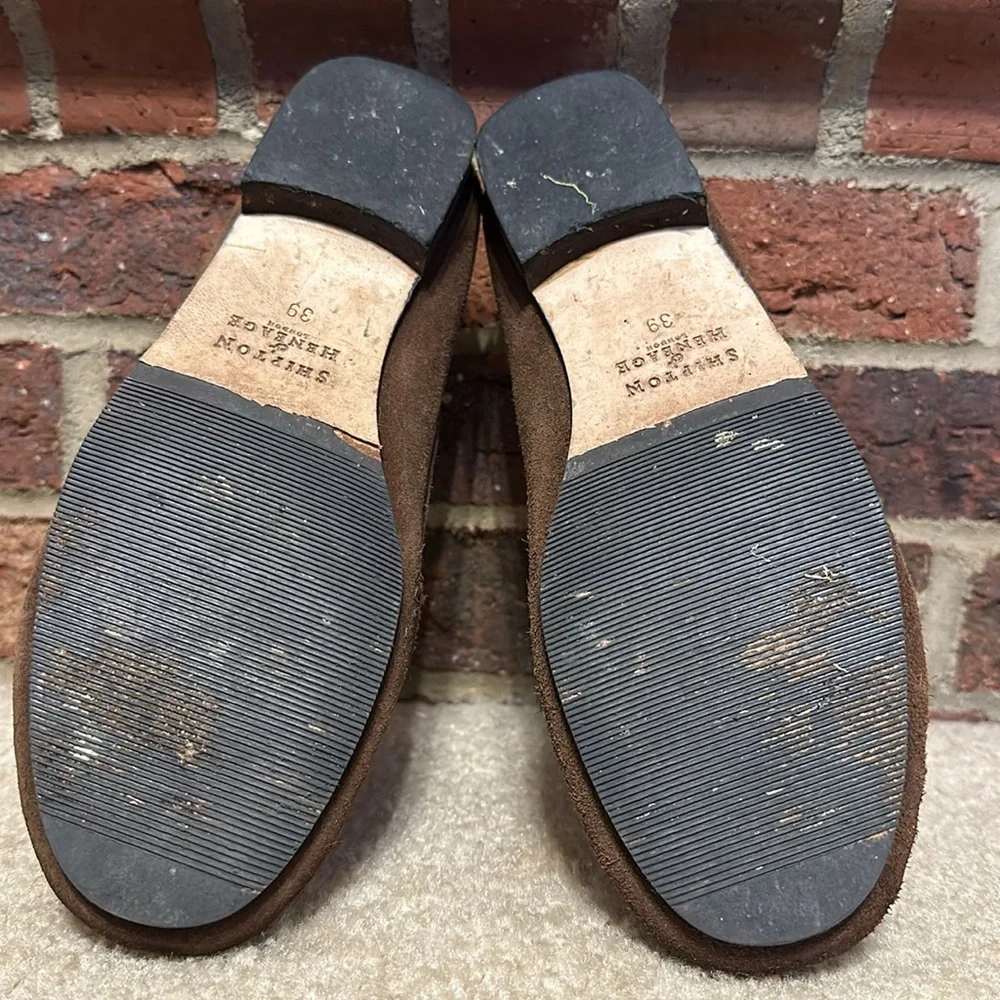 Women’s SZ 39 Shipton & Heneage brown suede/leather loafer - Picture 5 of 7